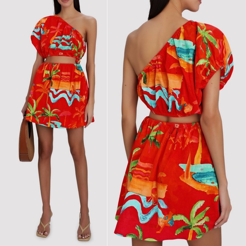 EUC farm rio ipanema one shoulder mini dress